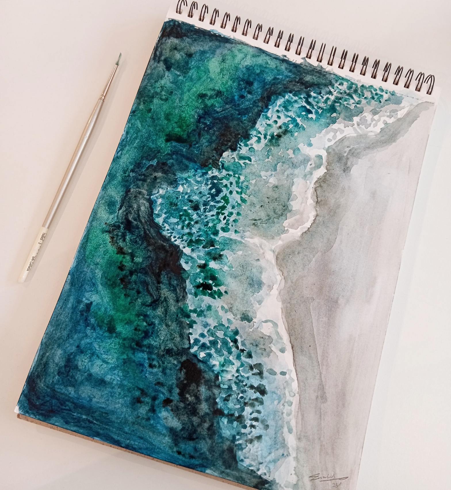 watercolour painting of waves.